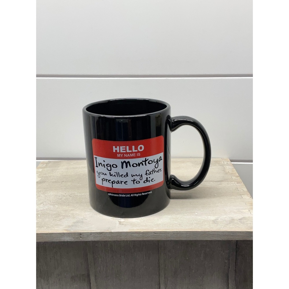 Princess Bride Inigo Montoya Hello My Name Is Black Ceramic Coffee Mug Quote